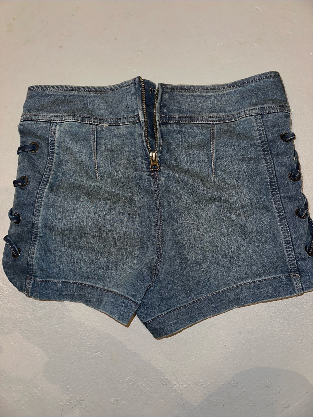 Free people Denim Lace-Up Women's Shorts - Dark Blue - Picture 2 of 5